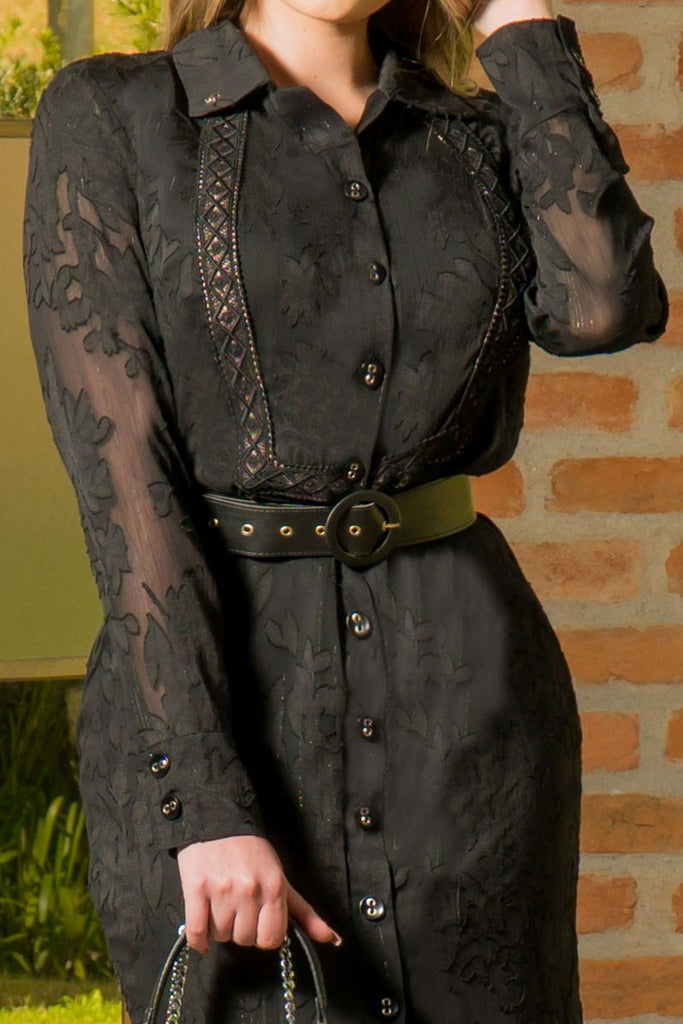 Belted Black Shirt-Dress