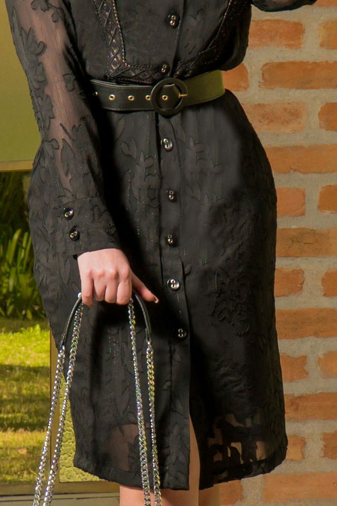 Belted Black Shirt-Dress